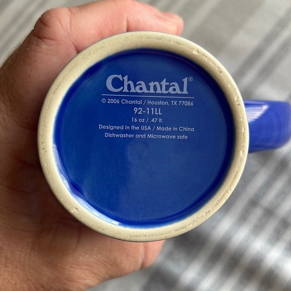 CHANTAL TALL LIDDED LATTE MUG. Royal blue. Ceramic. EXCELLENT CONDITION. 16 Oz - Picture 2 of 5